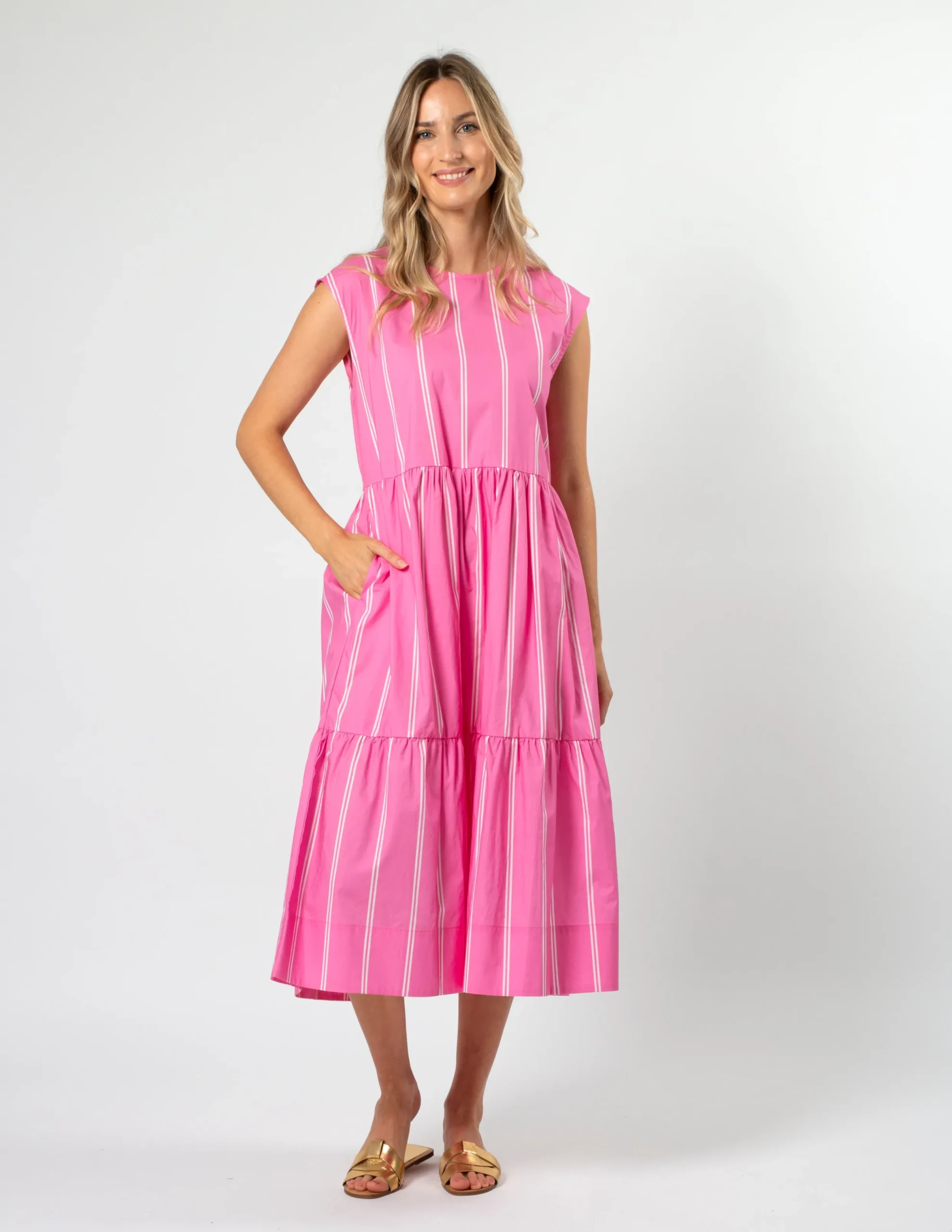 Rania Dress - Bubblegum Stripe