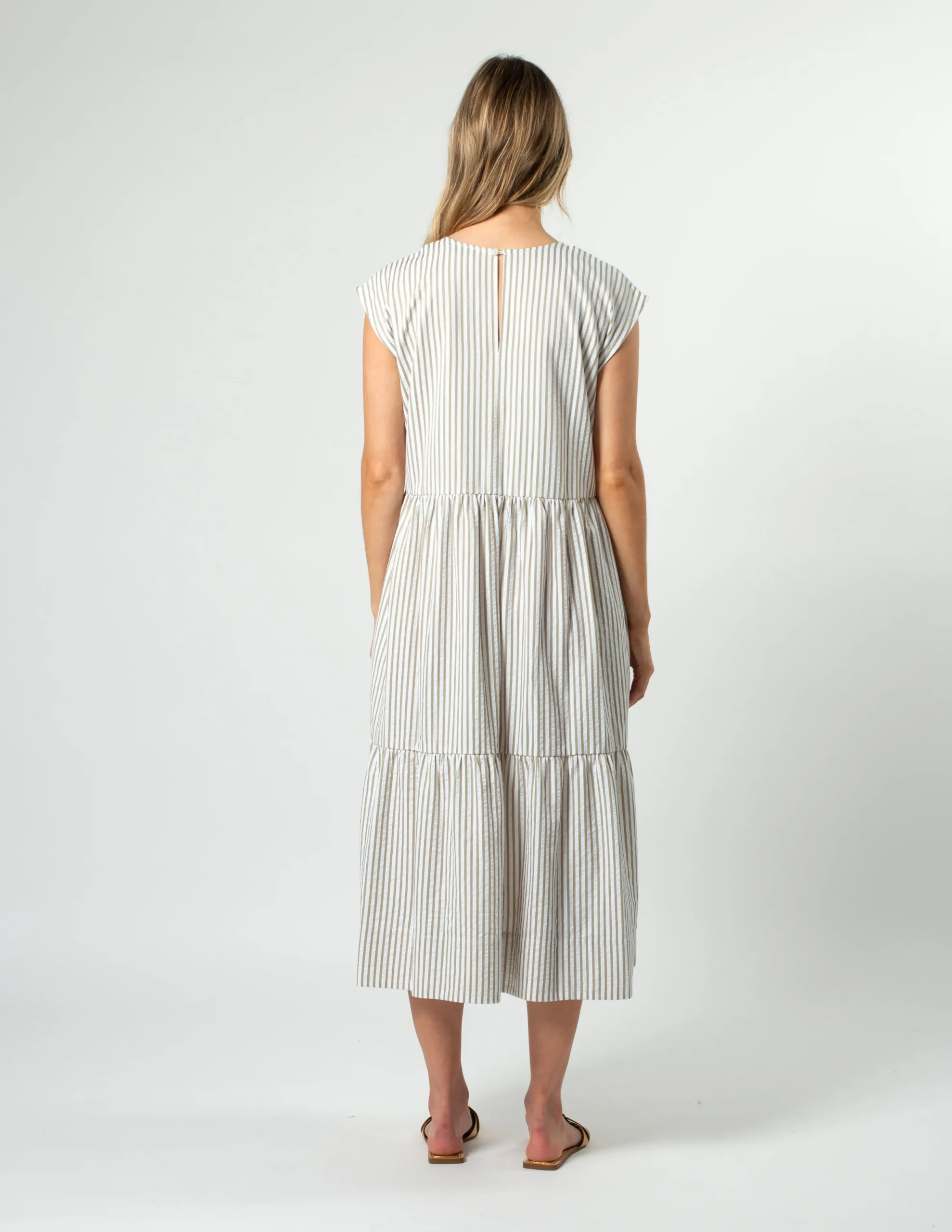 Rania Dress - Mushroom Stripe