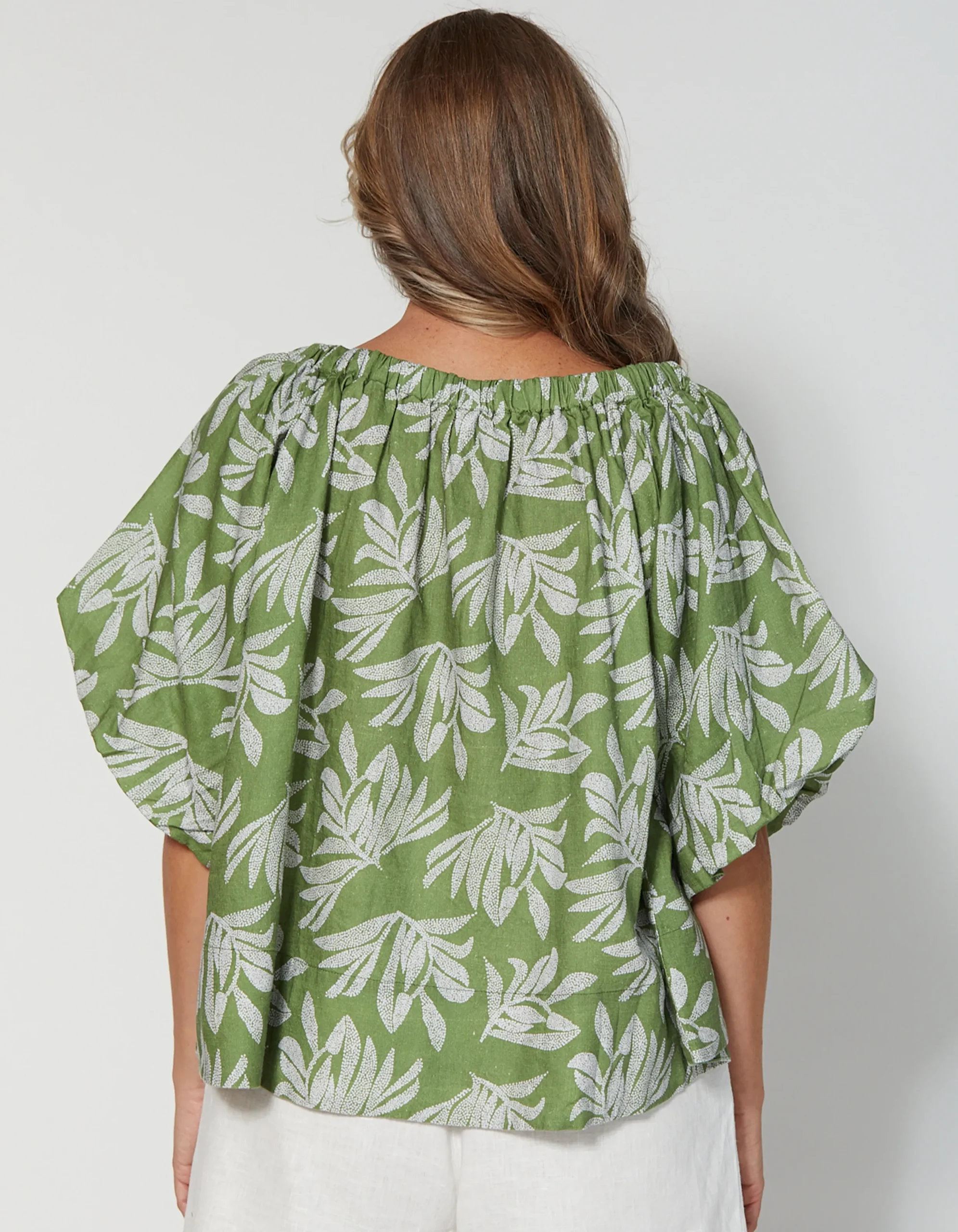 Santorini Blouse - Palm Olive