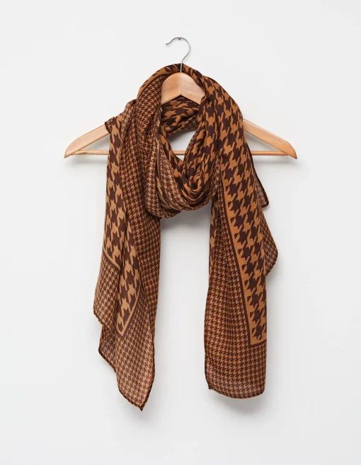 Scarf - Viscose Houndstooth Amber/Brown