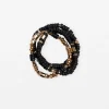 Set of 4 Black and Gold Bead Bracelet