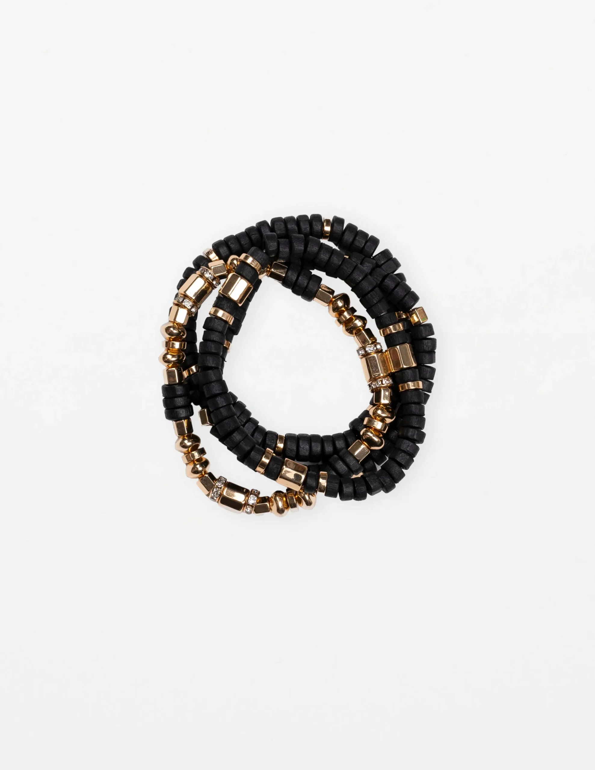 Set of 4 Black and Gold Bead Bracelet