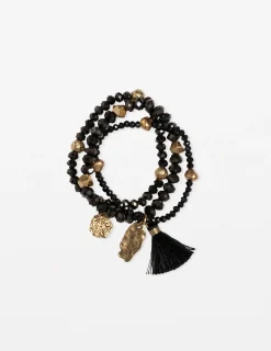 Set of 3 Black Onyx Bead Bracelet