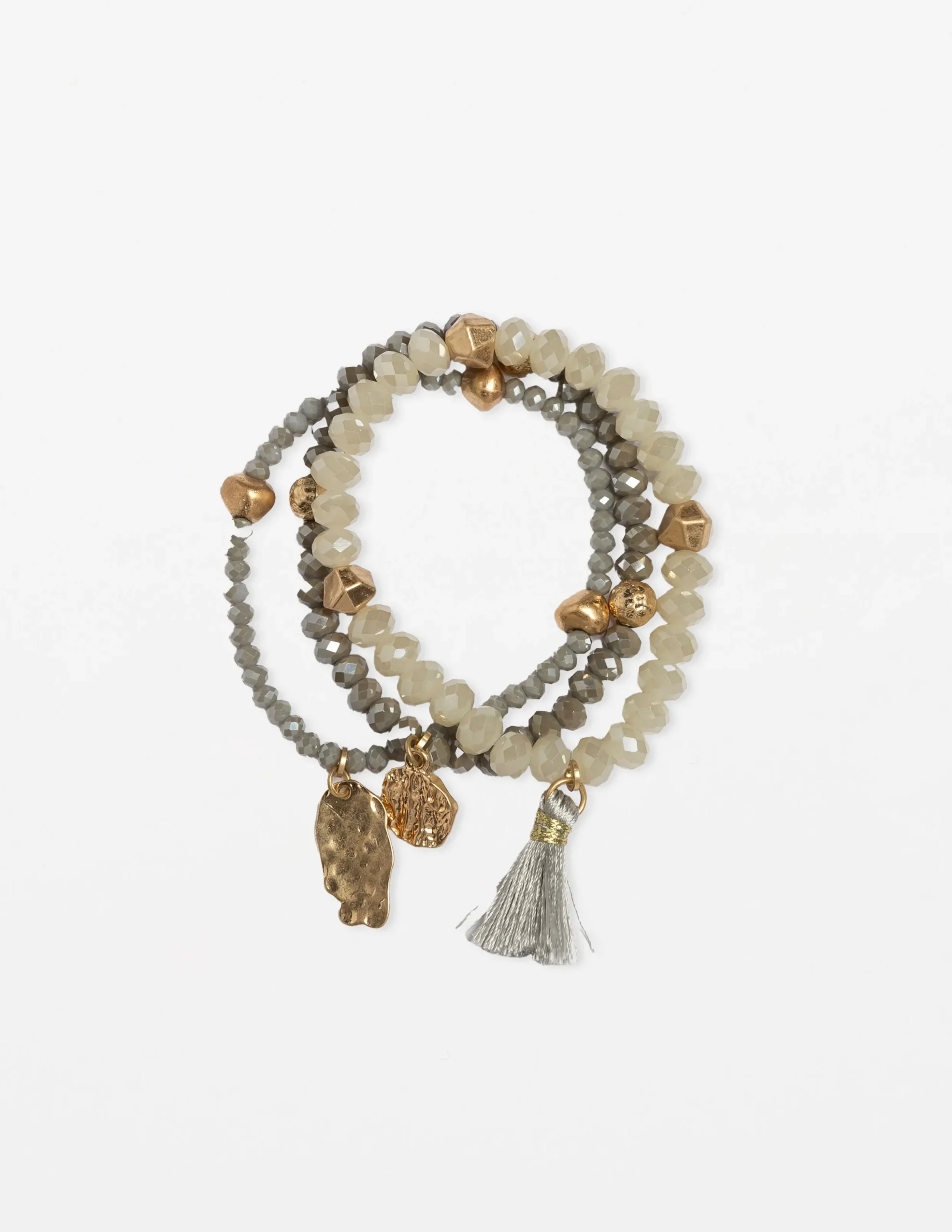 Set of 3 Grey Stones Bead Bracelet