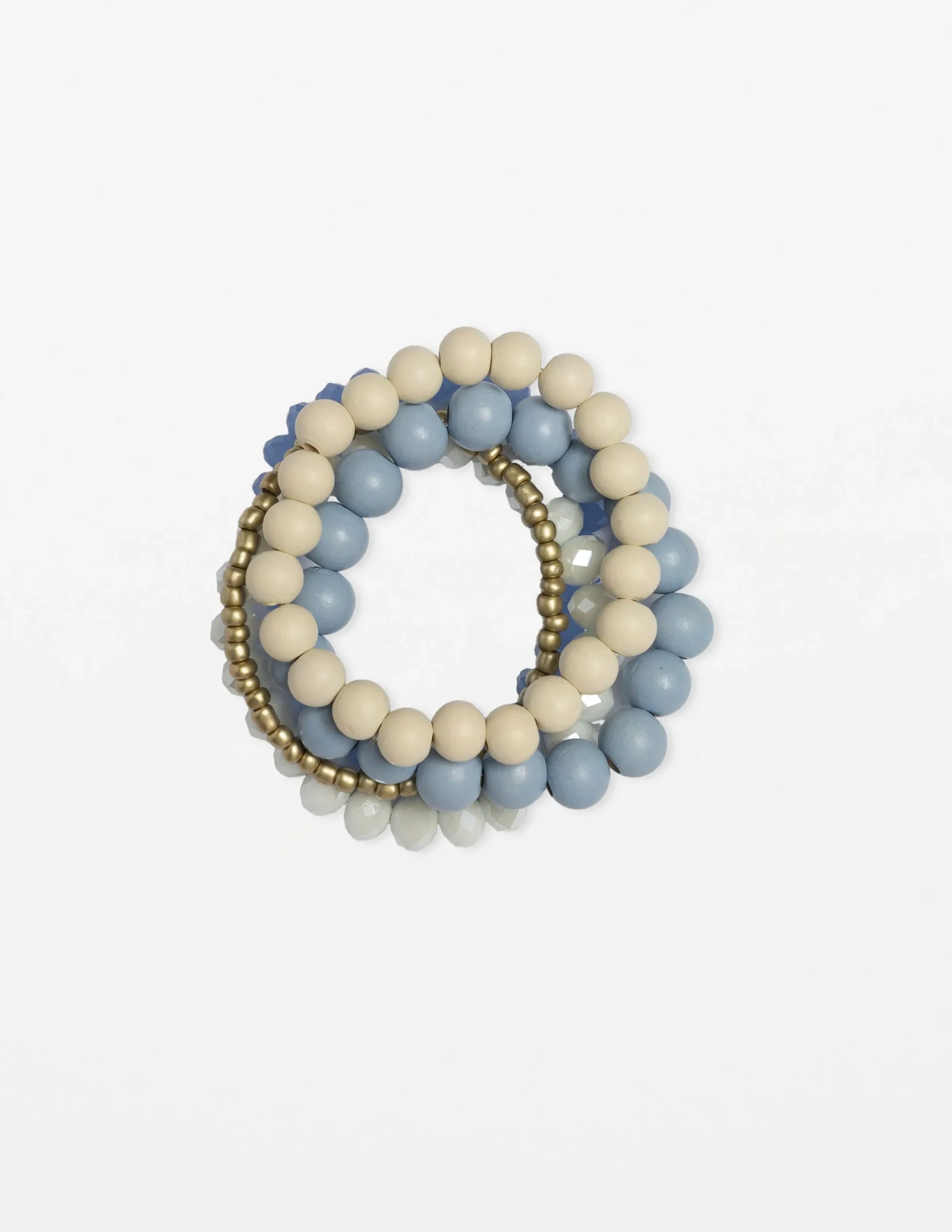 Set of 5 Mixed Blues Bead Bracelet
