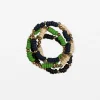 Set of 4 Mixed Navy and Green Bead Bracelet