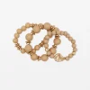 Set of 3 Neutral Wood Beads Bracelet