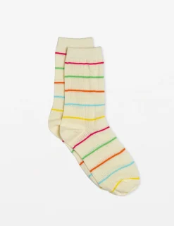 Sock Waffle Stripes - White