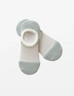 Socks Sheer No Show Silver Lurex