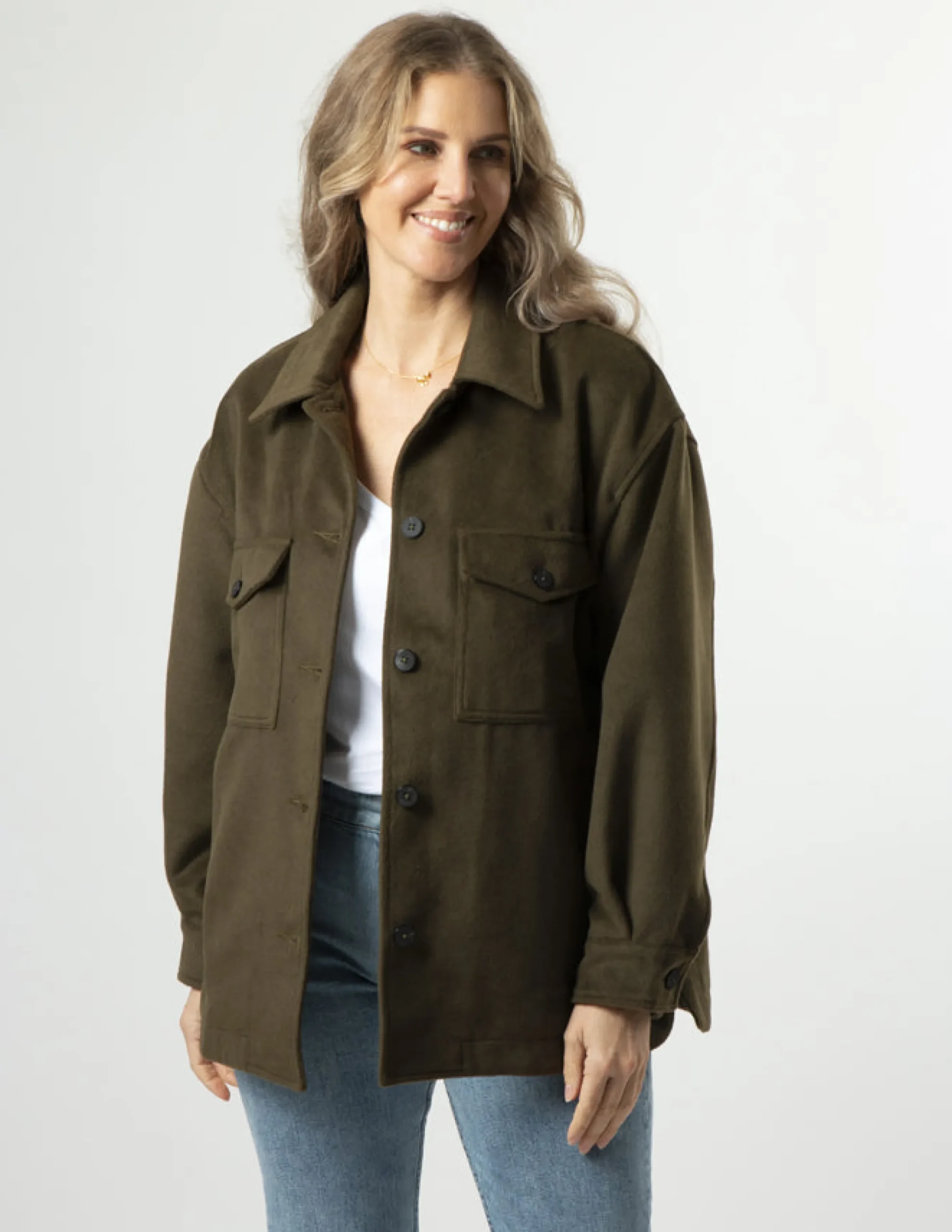 STELLA ESSENTIALS Becca Shacket - Khaki