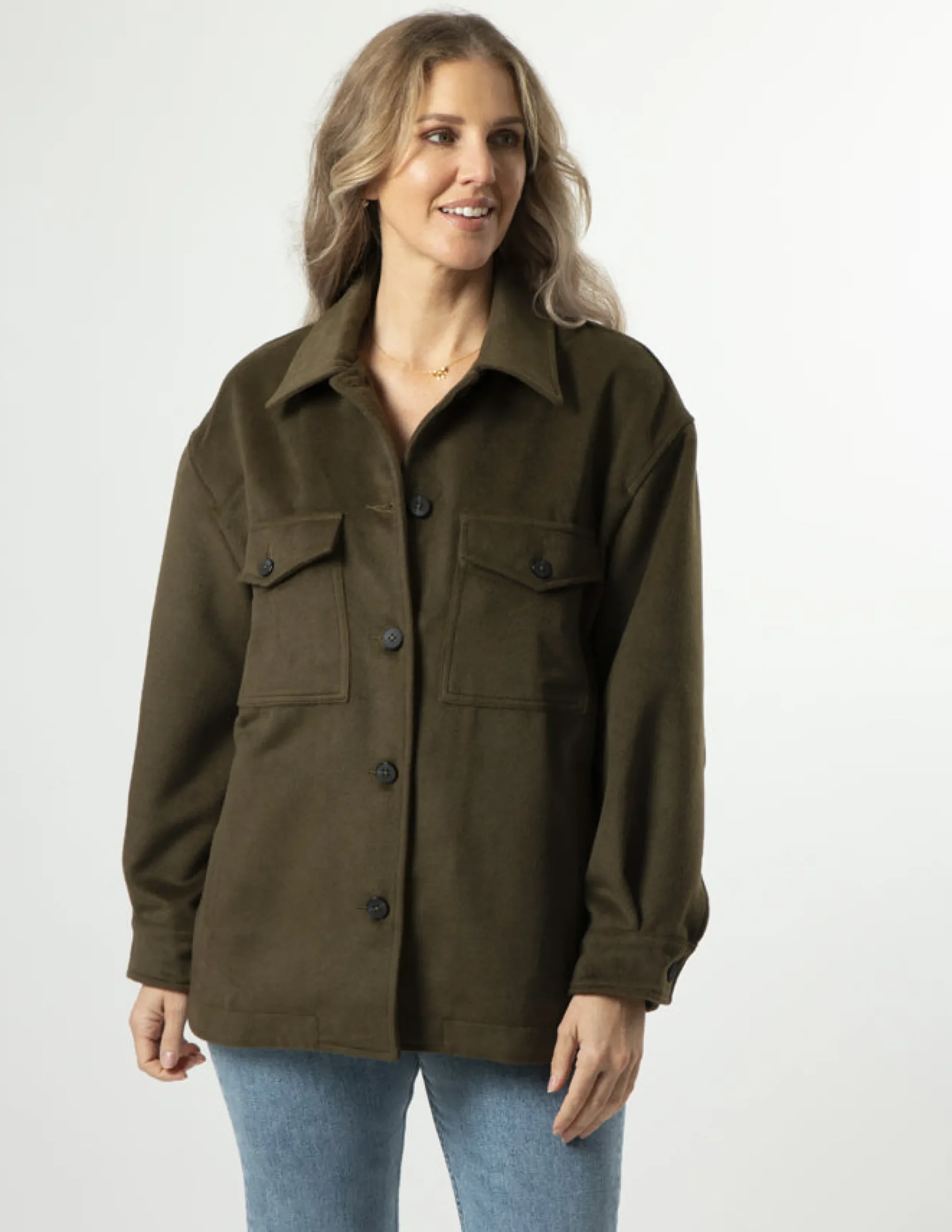 STELLA ESSENTIALS Becca Shacket - Khaki