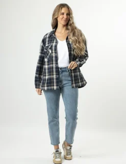 STELLA ESSENTIALS Becca Shacket - Navy Check