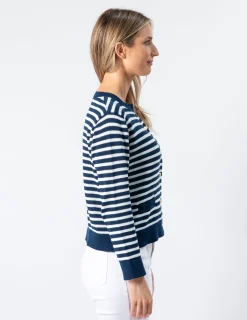 STELLA ESSENTIALS Navy Cardi - Navy and White