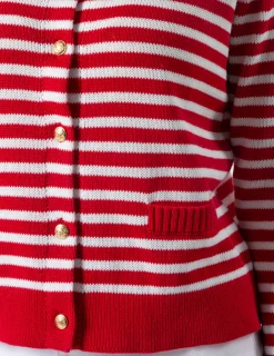 STELLA ESSENTIALS Navy Cardi - Red and White