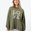 Sunday Sweater - Khaki with Blush Love