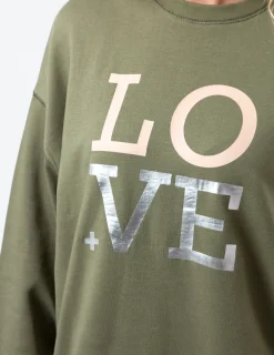 Sunday Sweater - Khaki with Blush Love