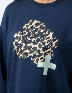 Sunday Sweater - Navy Leopard Rose