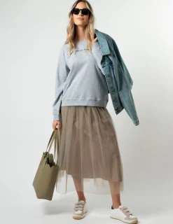 Sweater - Grey with Painted Black Logo