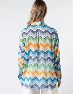 Syros Blouse - Zig Zag Green