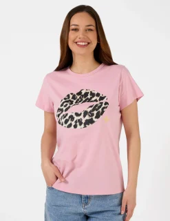T-Shirt - Blush Leopard Lips