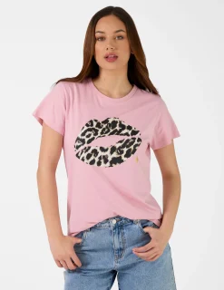 T-Shirt - Blush Leopard Lips