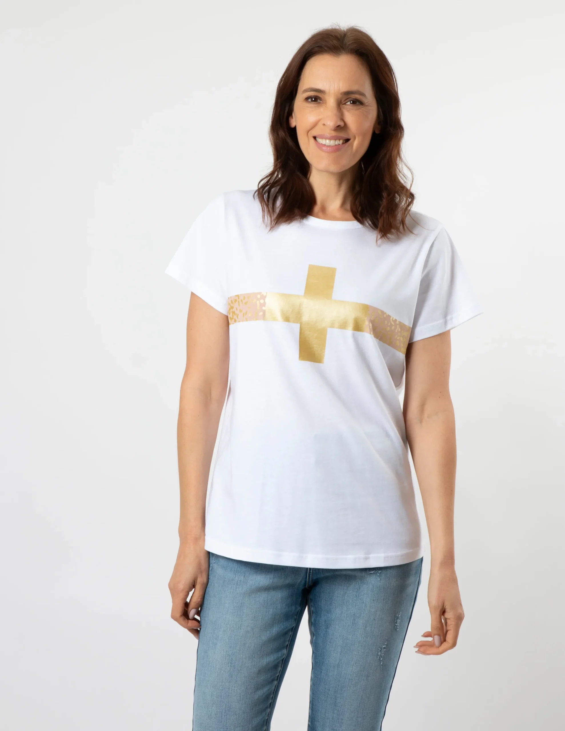 T-Shirt - White Bronze Safari Cross