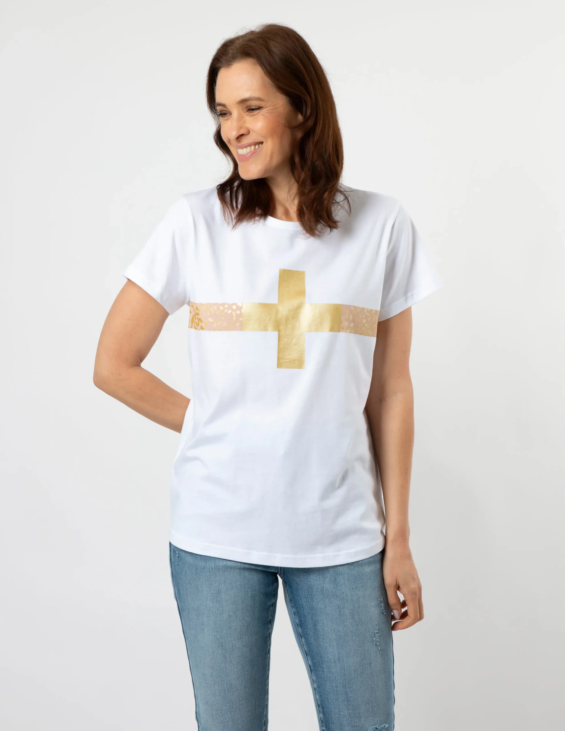 T-Shirt - White Bronze Safari Cross