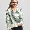 Vail Jumper - Milk/Emerald Stripe