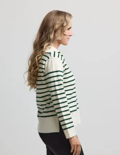 Vail Jumper - Milk/Emerald Stripe