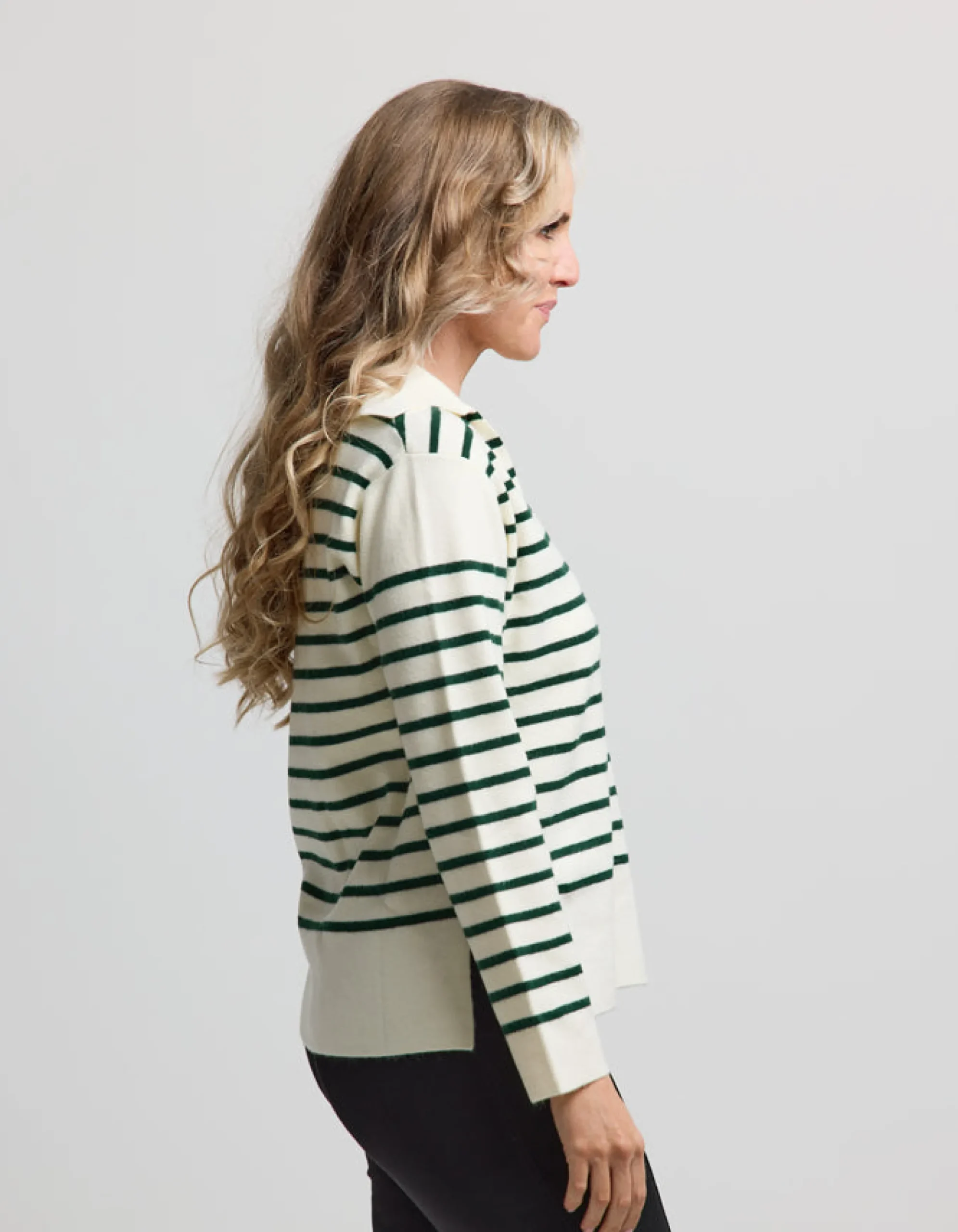 Vail Jumper - Milk/Emerald Stripe