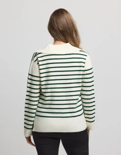 Vail Jumper - Milk/Emerald Stripe